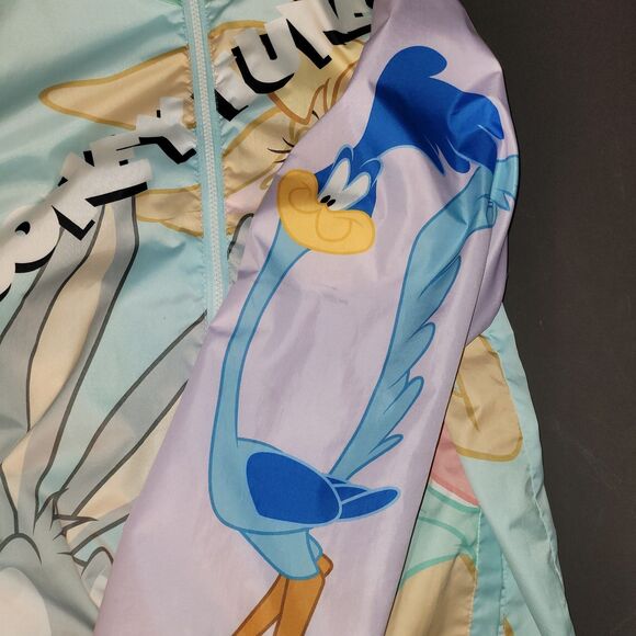 Members Only Looney Tunes Windbreaker Jacket Hoodie Medium Zip VGC - Picture 5 of 13